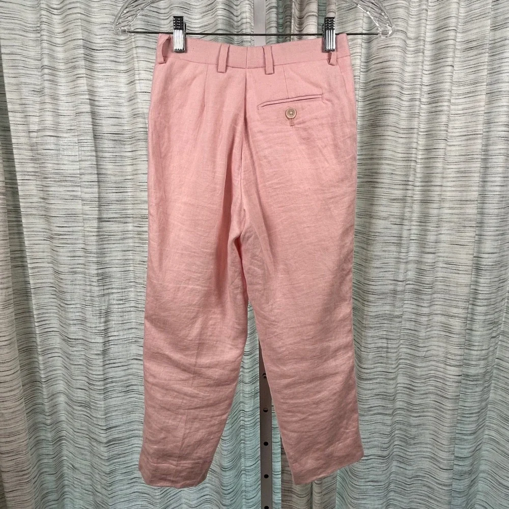 Lauren Ralph Lauren Linen Pants Light Pink Womens 8R Straight Leg Trousers